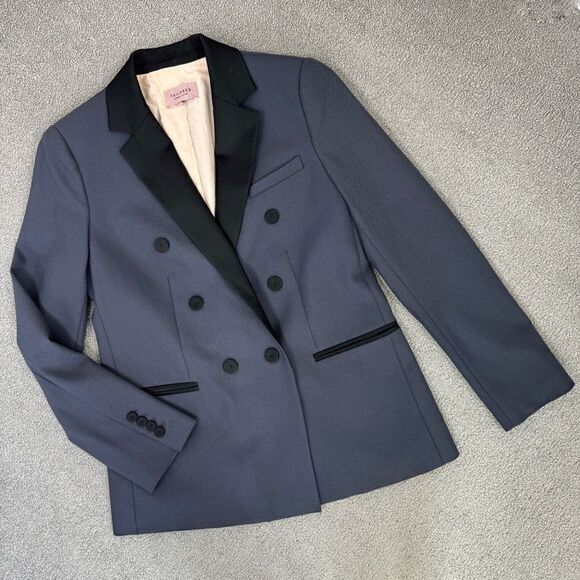 Tailored Rebecca Taylor Color Block Double Breasted Blazer Jacket Grey Black 4 - Picture 13 of 13